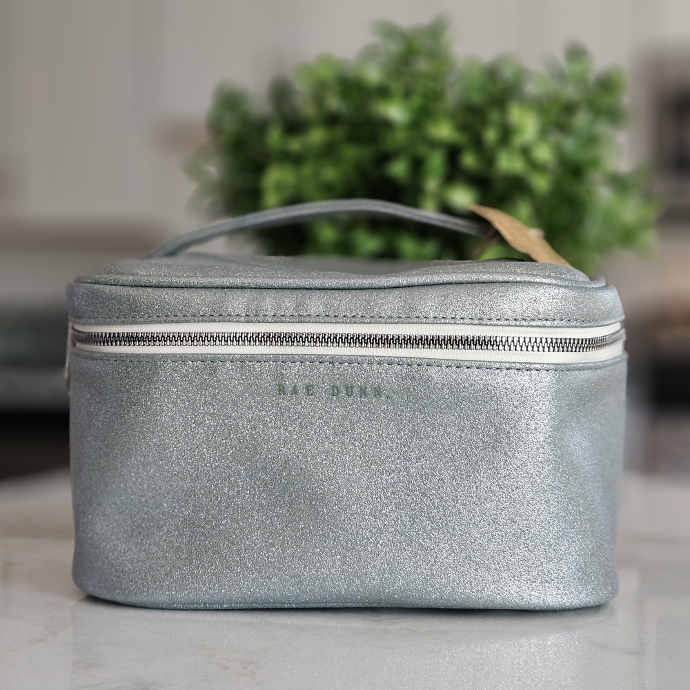 Rae Dunn Shimmer Silver Makeup Bag